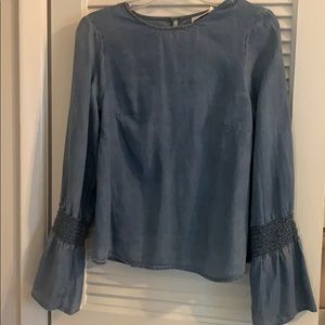 Universal Thread Boho ruched chambray shirt